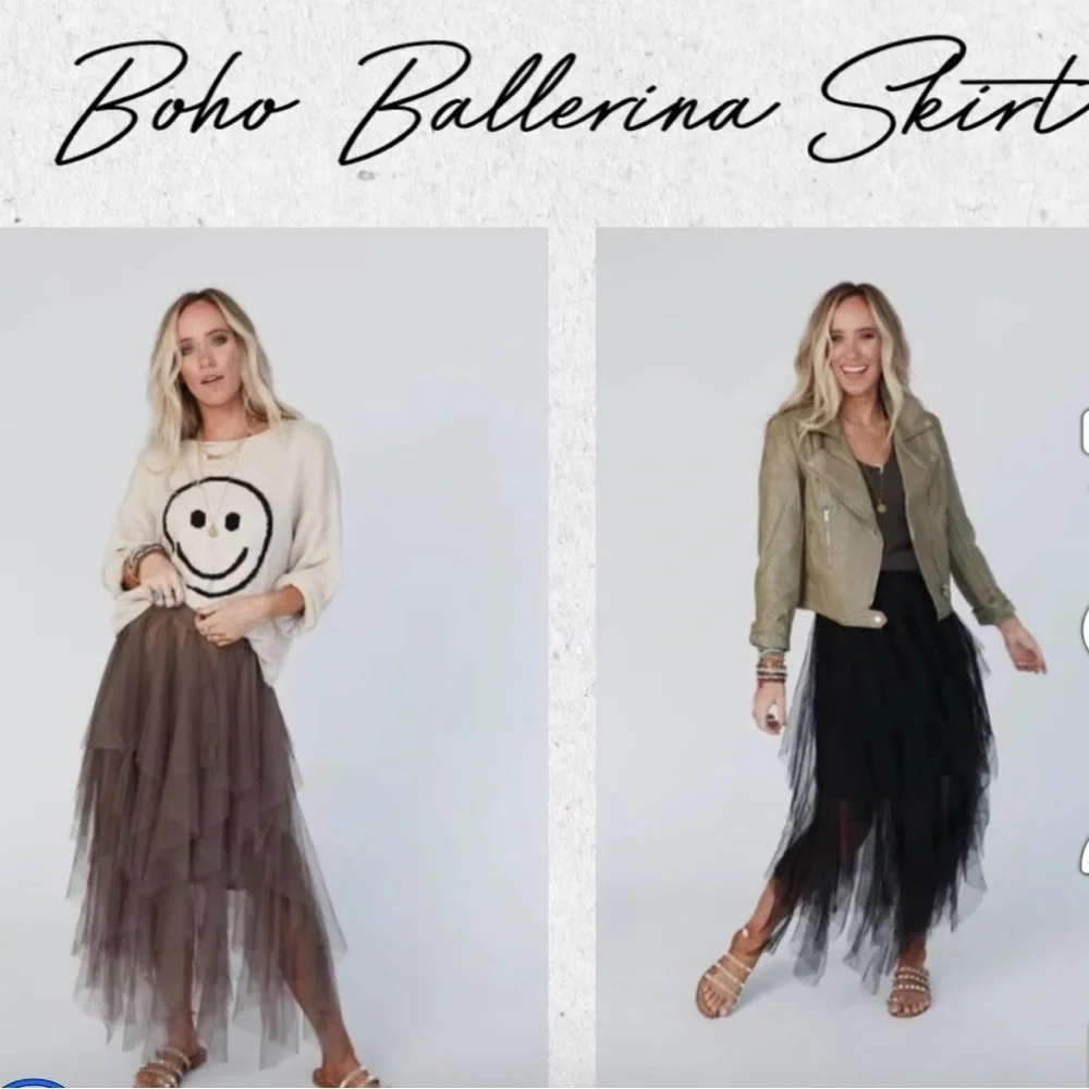 Three Bird Nest Black Layered Tulle Ballerina Skirt - Picture 6 of 9